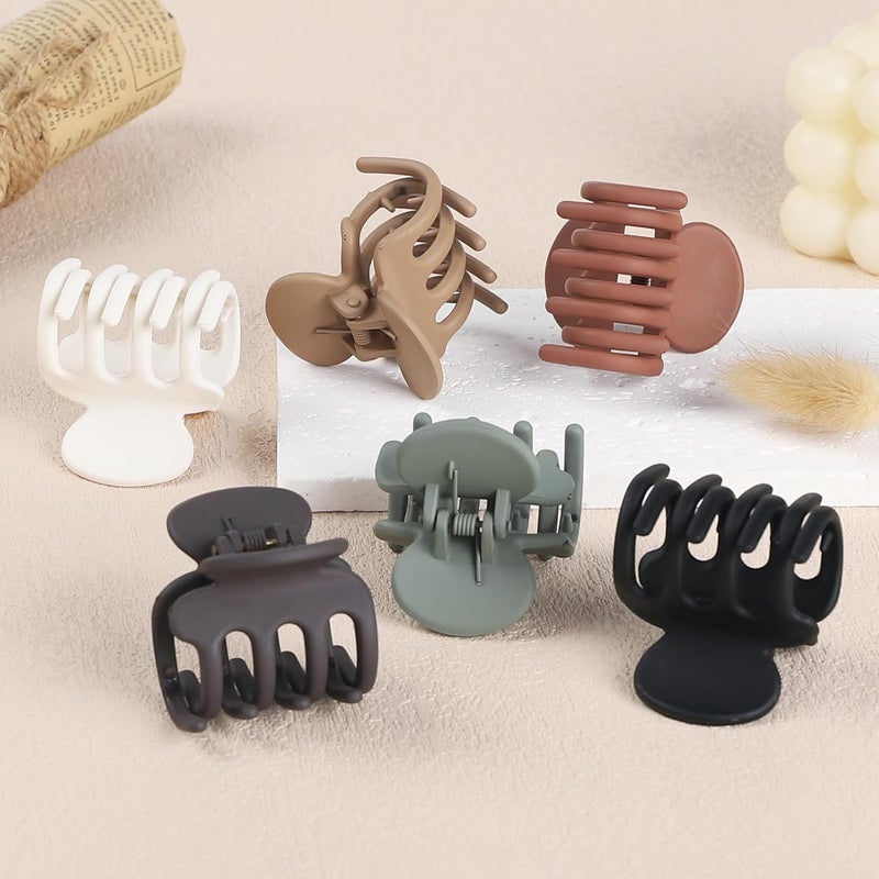 USDNICE 6 Pcs Hair Clips Small Claw Clips for Thin Hair Medium Matte Non-slip Hair Accessories for Women and Girls (Brown) - Image 3